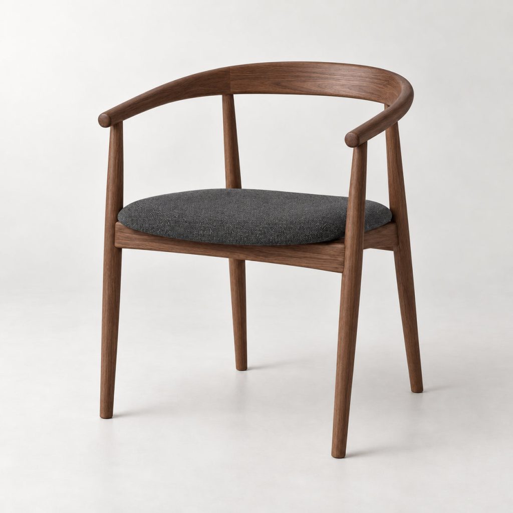 Curve Armchair — Walnut / Charcoal — illustrative demo image