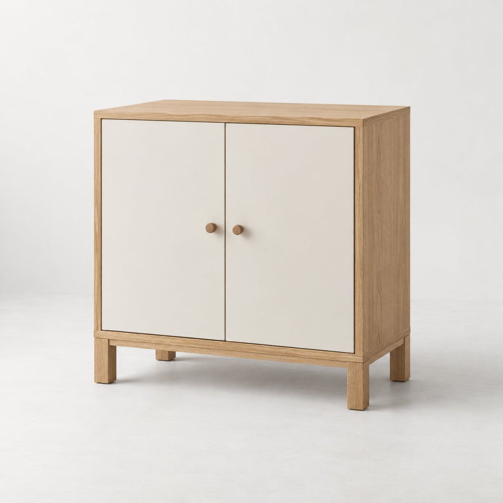 Entry Cabinet — Oak / Ivory — illustrative demo image