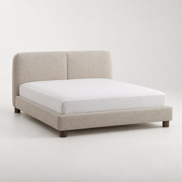 Soft Headboard Bed — Oat — illustrative demo image