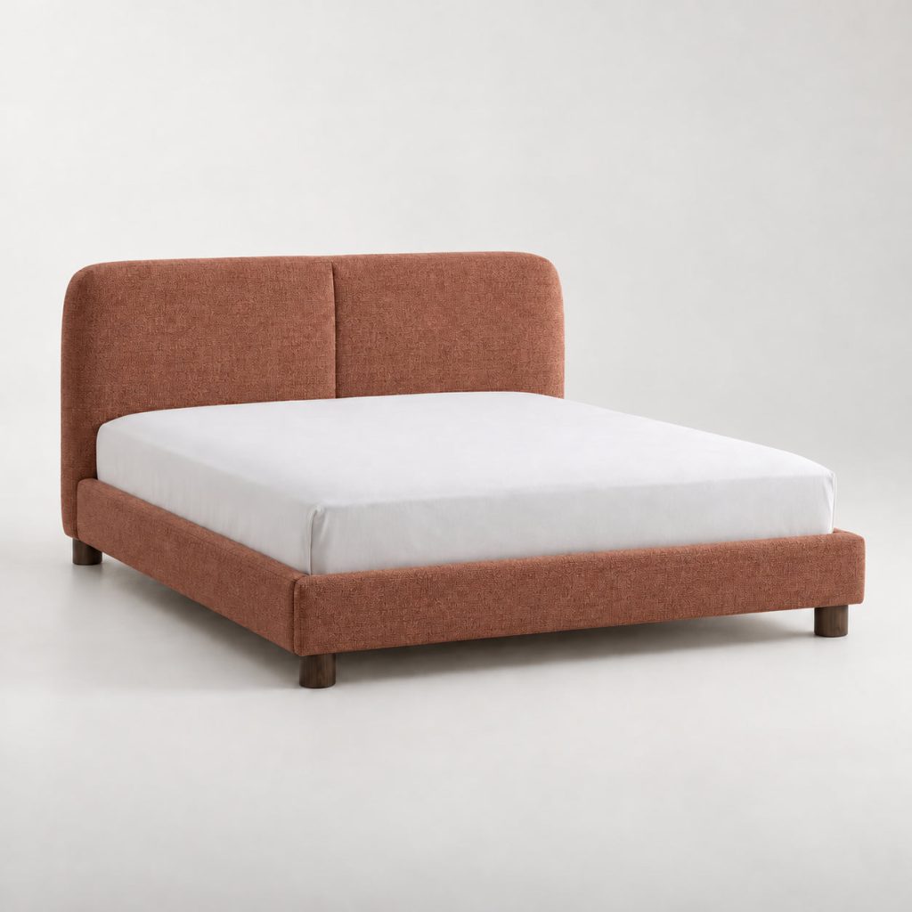 Soft Headboard Bed — Clay — illustrative demo image