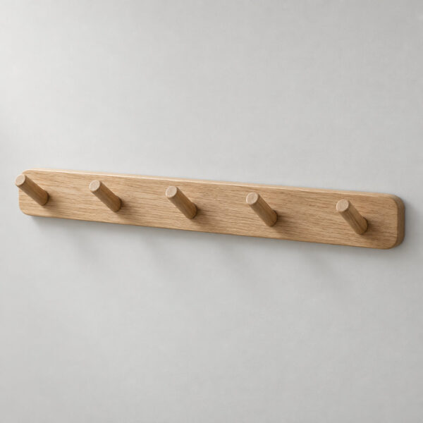 Wall Rail with Hooks — Natural oak — illustrative demo image