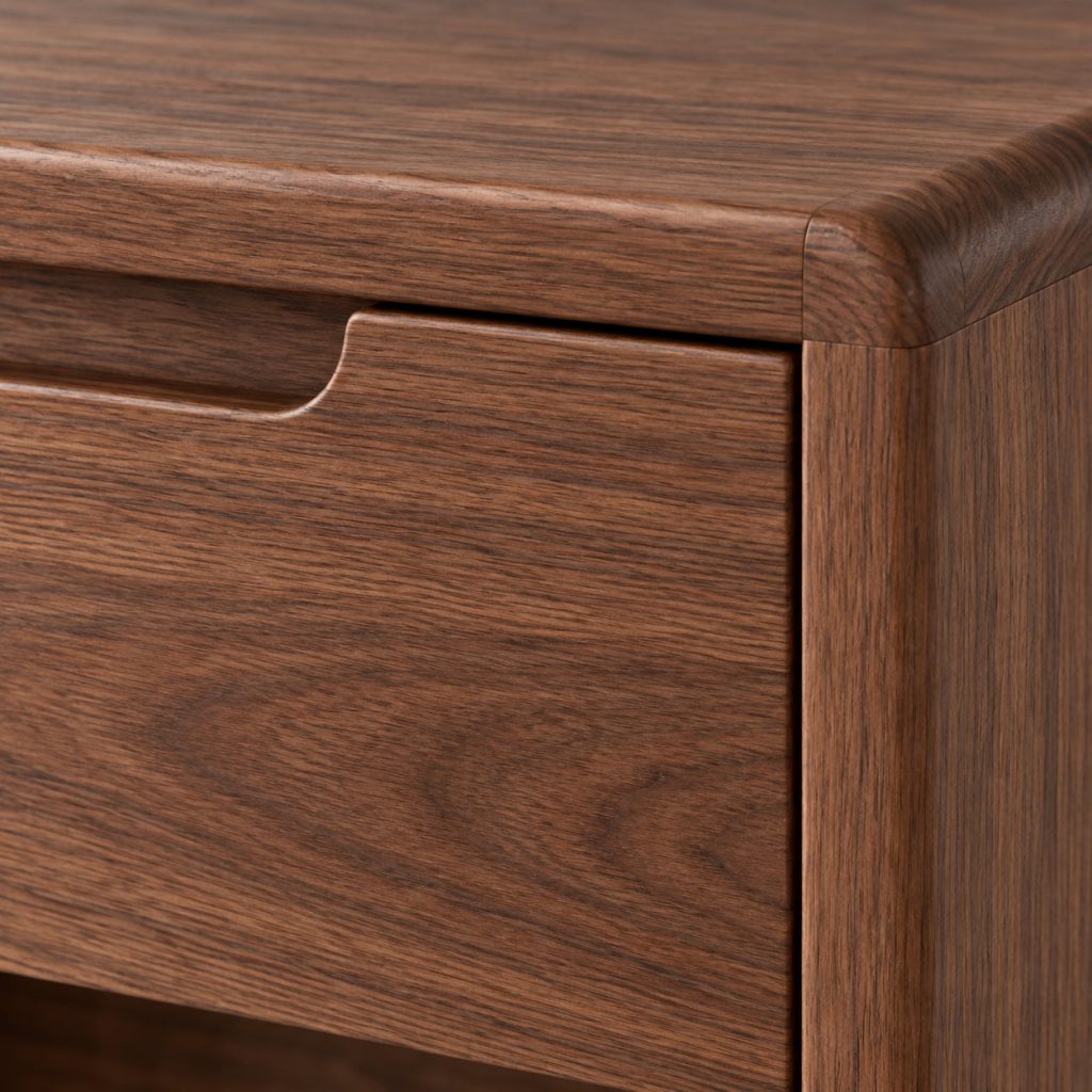 Bedside Table — Walnut finish detail