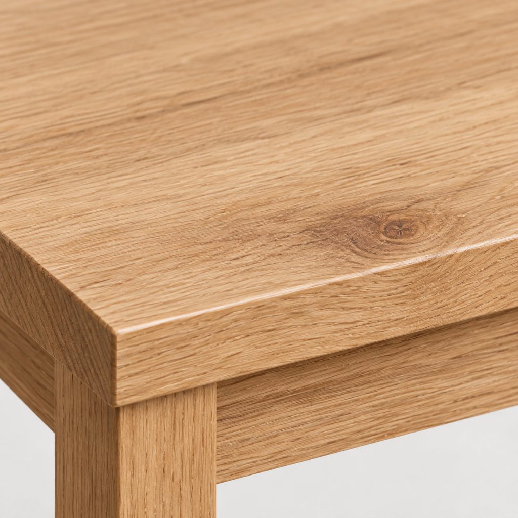Narrow Console — Natural oak finish detail