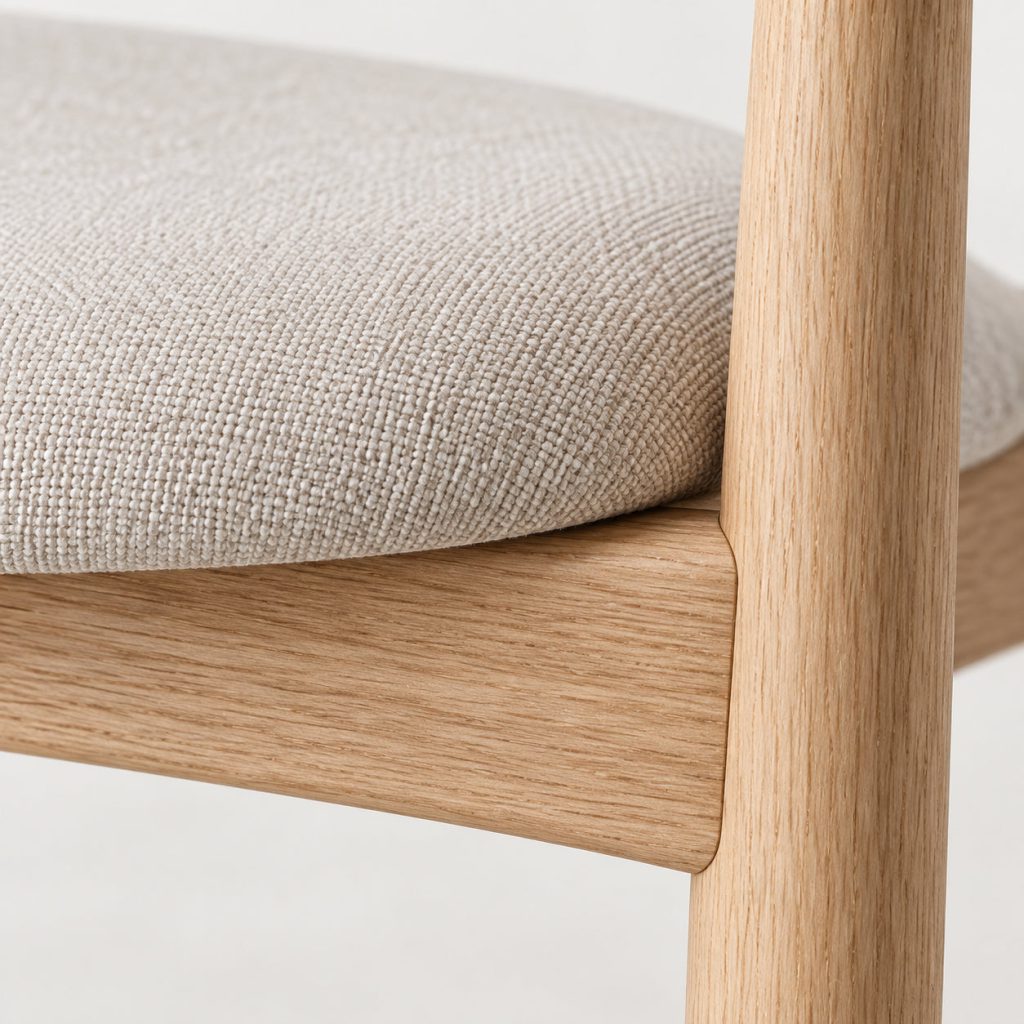 Curve Armchair — Oak / Oat finish detail