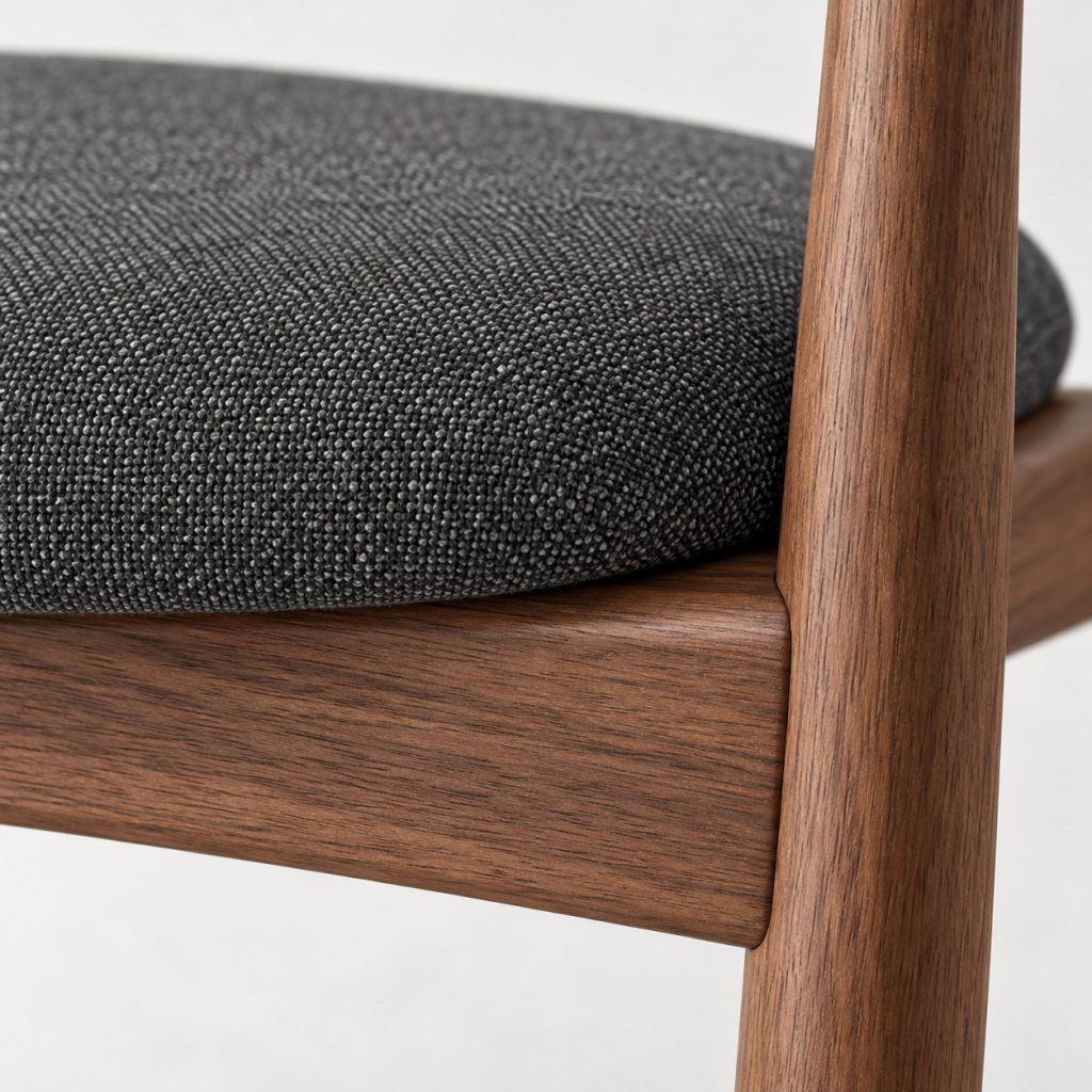 Curve Armchair — Walnut / Charcoal finish detail
