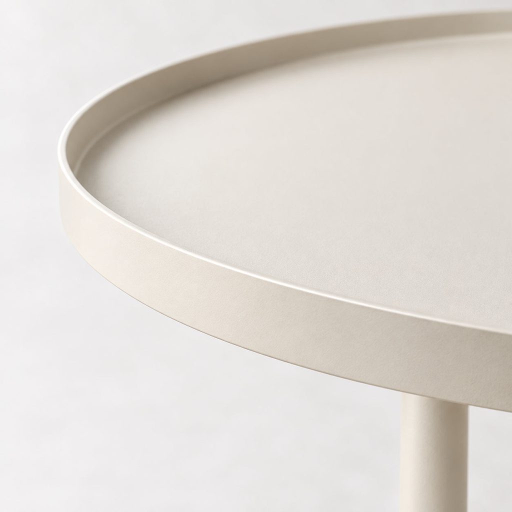 Disc Side Table — A fine raised rim.