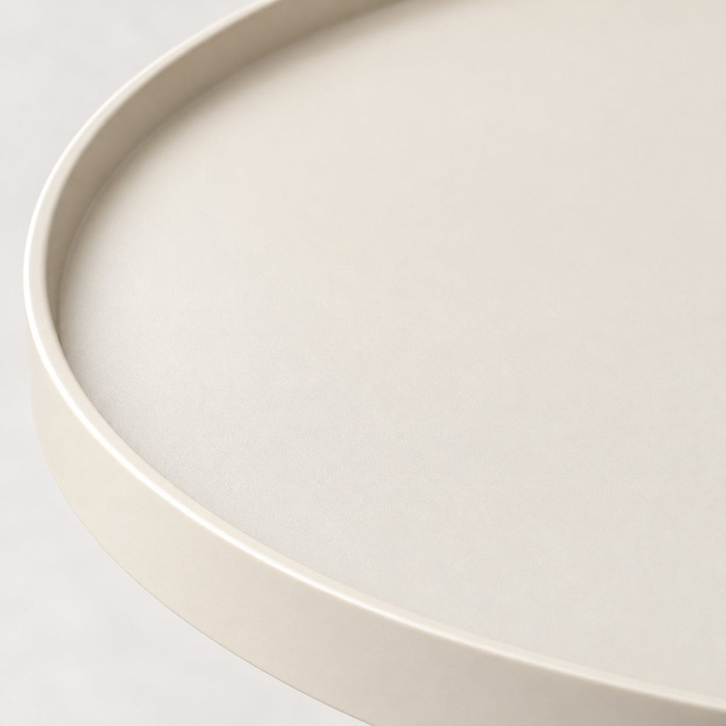 Disc Side Table — Ivory finish detail