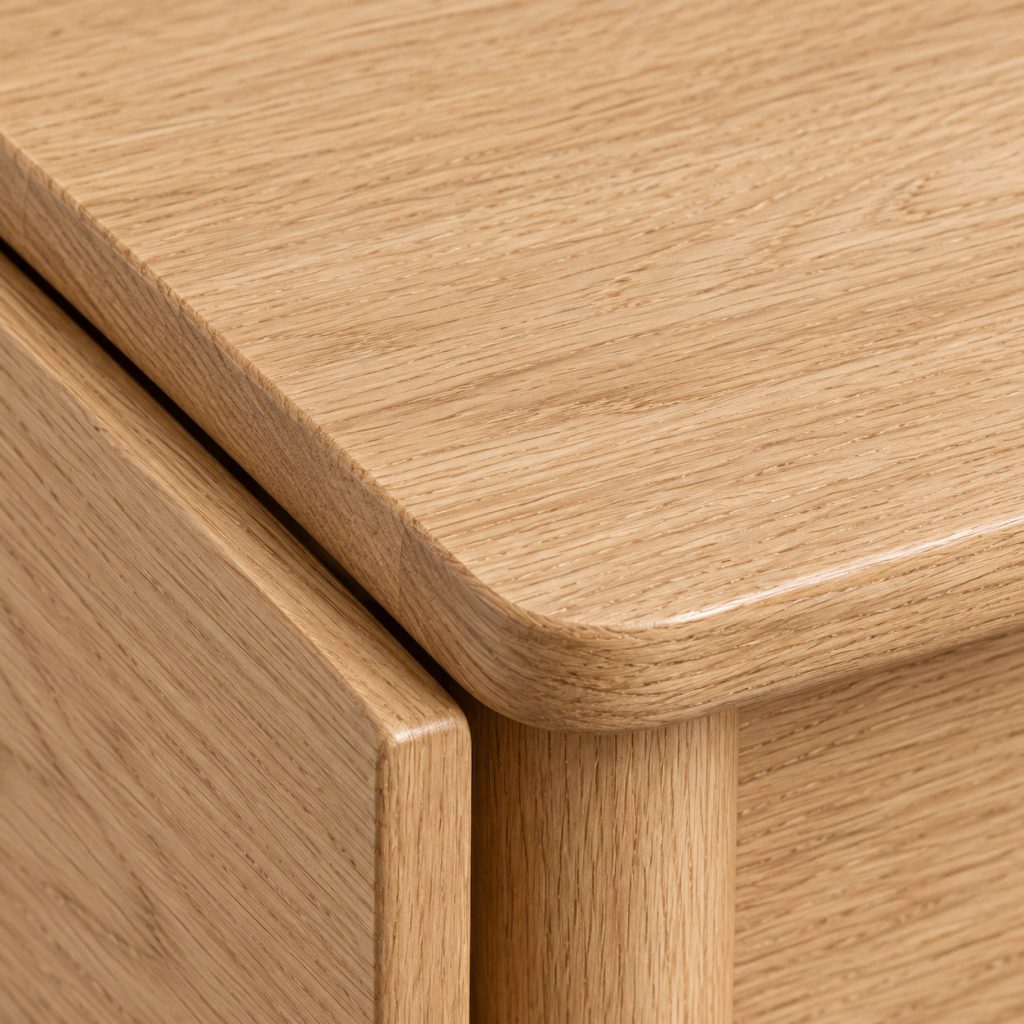 Drop-Leaf Dining Table — Natural oak finish detail
