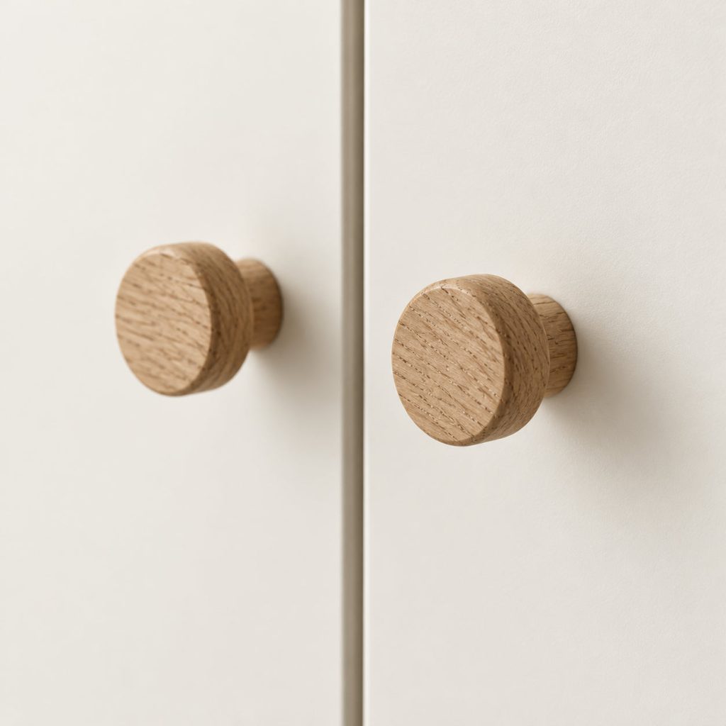 Entry Cabinet — Small, rounded pulls.