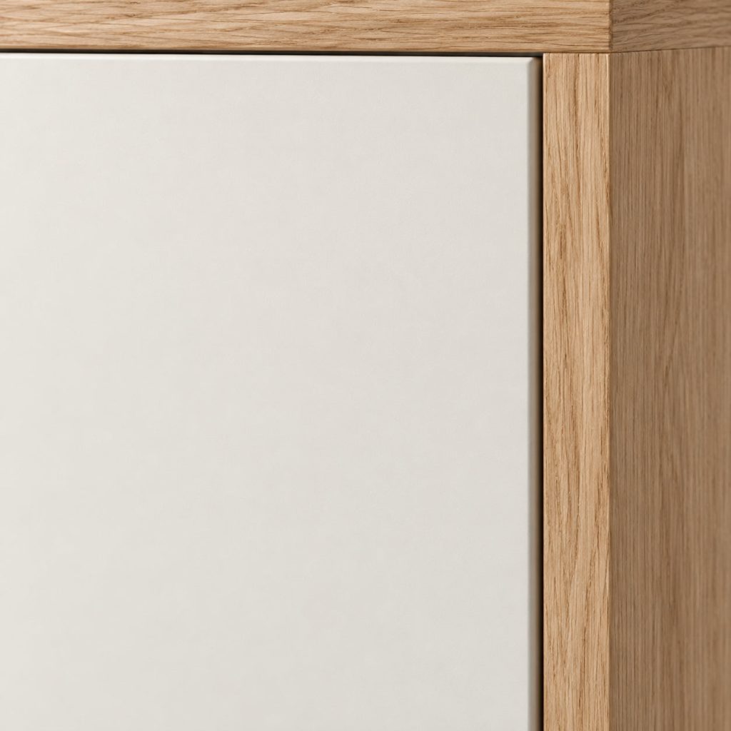 Entry Cabinet — Oak / Ivory finish detail