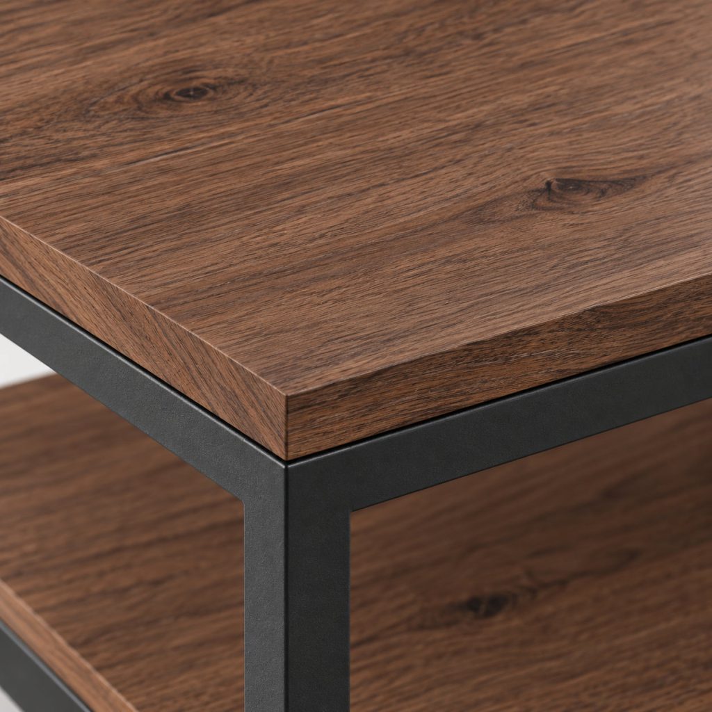 Frame Coffee Table — Walnut / Black finish detail