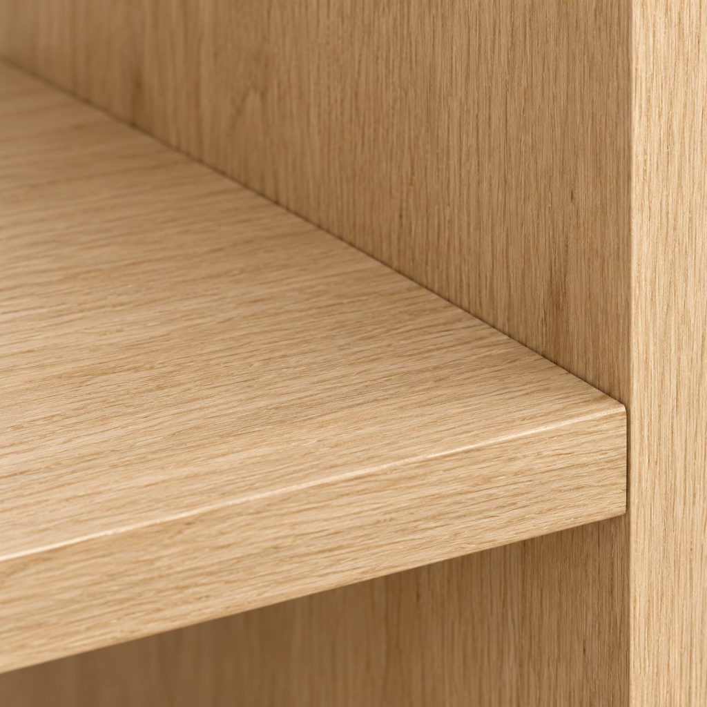 Grid Bookcase — Natural oak finish detail