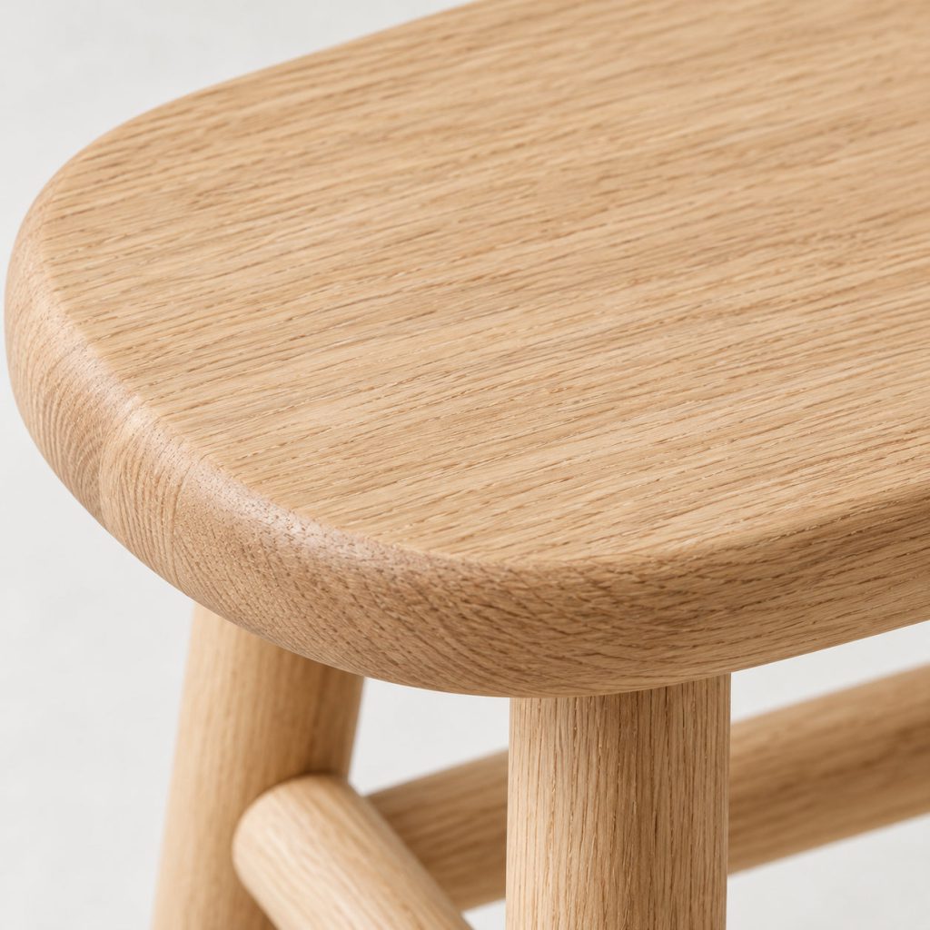 Line Bench — Natural oak finish detail