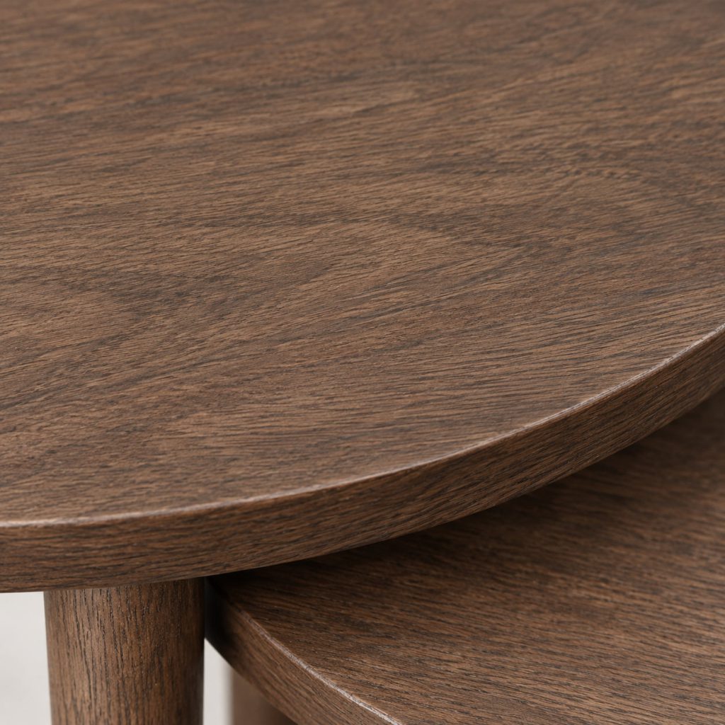 Nest Side Tables — Walnut finish detail