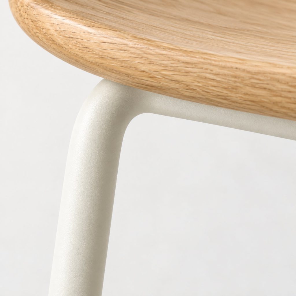 Perch Counter Stool — Oak / Ivory finish detail