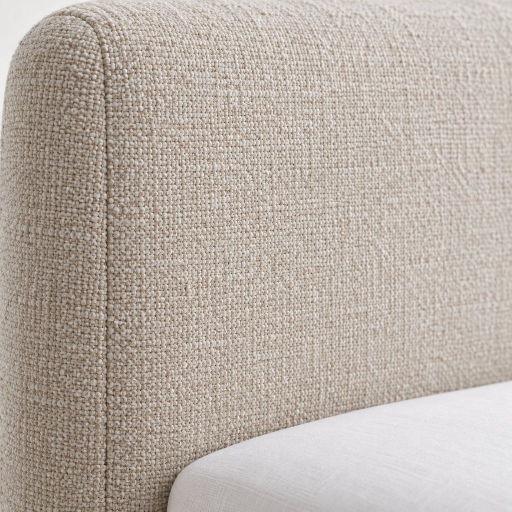 Soft Headboard Bed — Oat finish detail