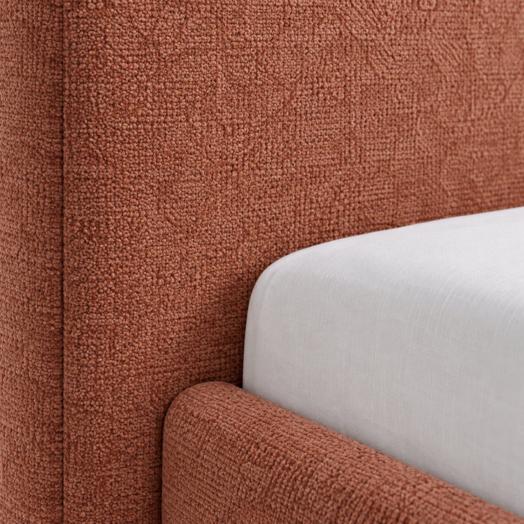 Soft Headboard Bed — Clay finish detail