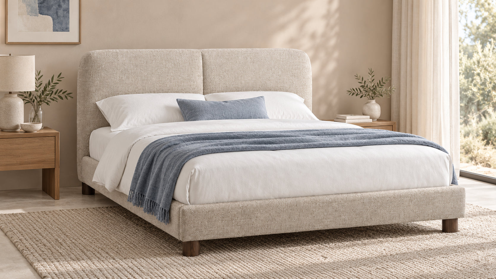 Soft Headboard Bed — in the room
